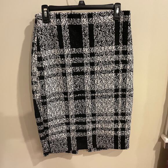 Express Black & White Plaid High Waisted Midi Pencil Skirt Size Small - Picture 1 of 4